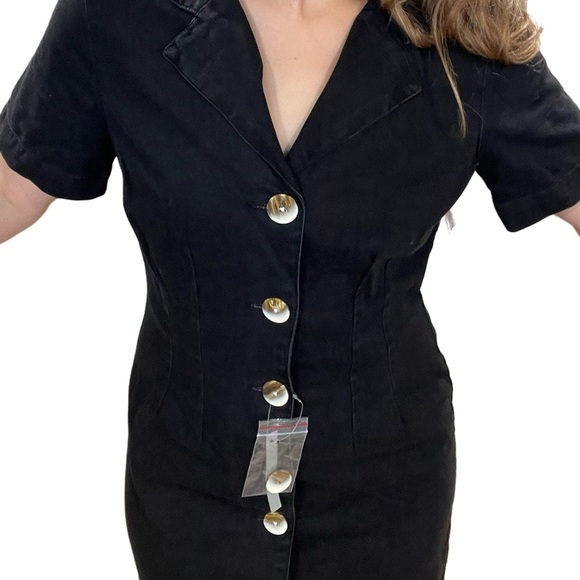 ASOS Black Denim Button-Down Mini Dress | Size Medium / 8 | NWT - Picture 3 of 11